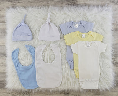 Baby Boy At Home Onesies and Accessories Set (7 Pieces)