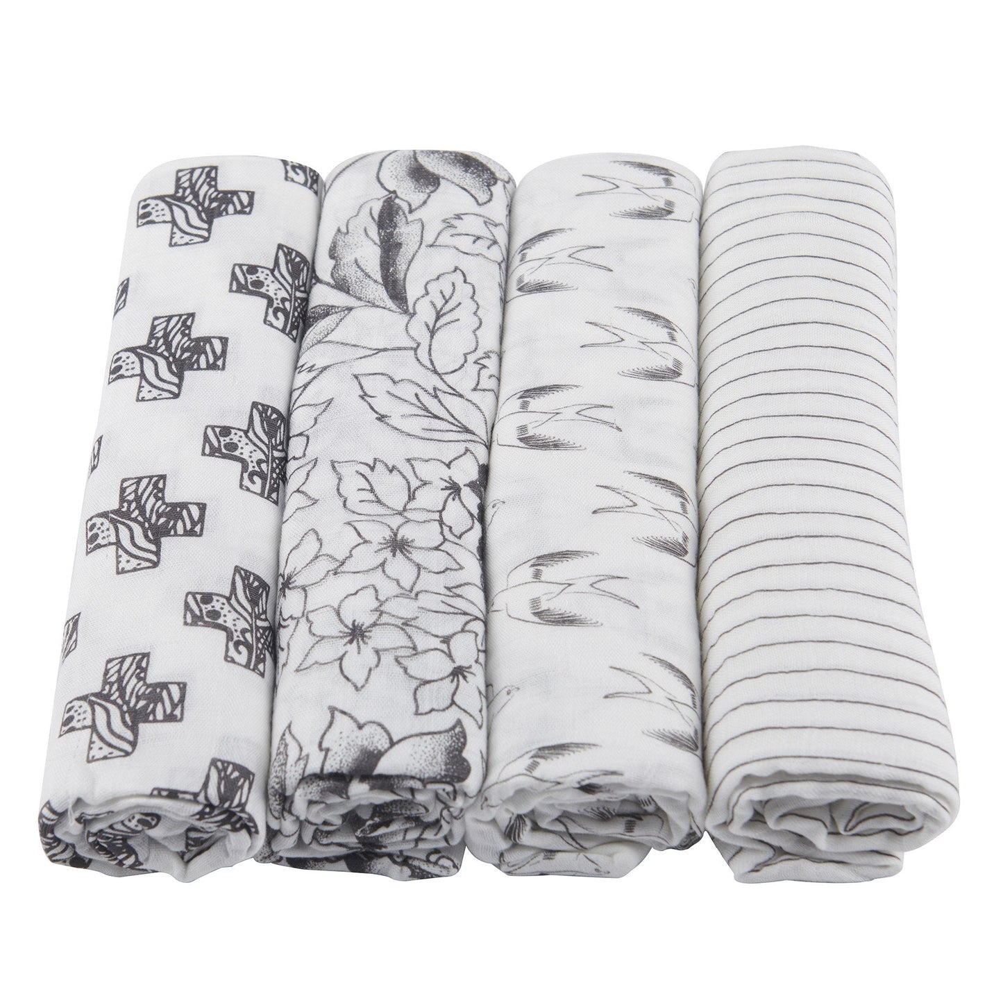 Monochrome Bamboo Swaddles (4 Pack)