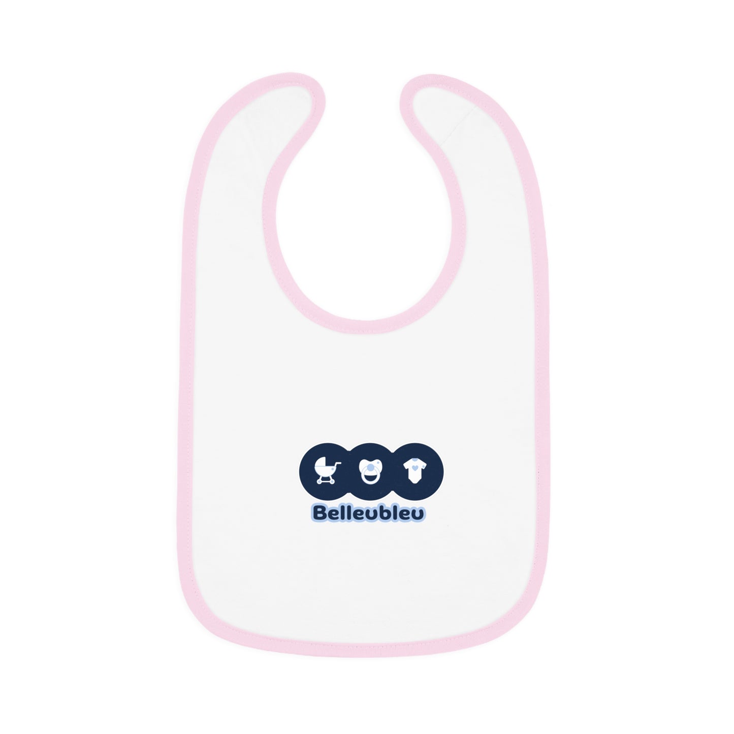 Belleubleu Bib with Contrast Trim, Cute Toddler Feeding Bib, Gifts for New Parents, Baby Shower Essentials, Everyday Feeding Bib