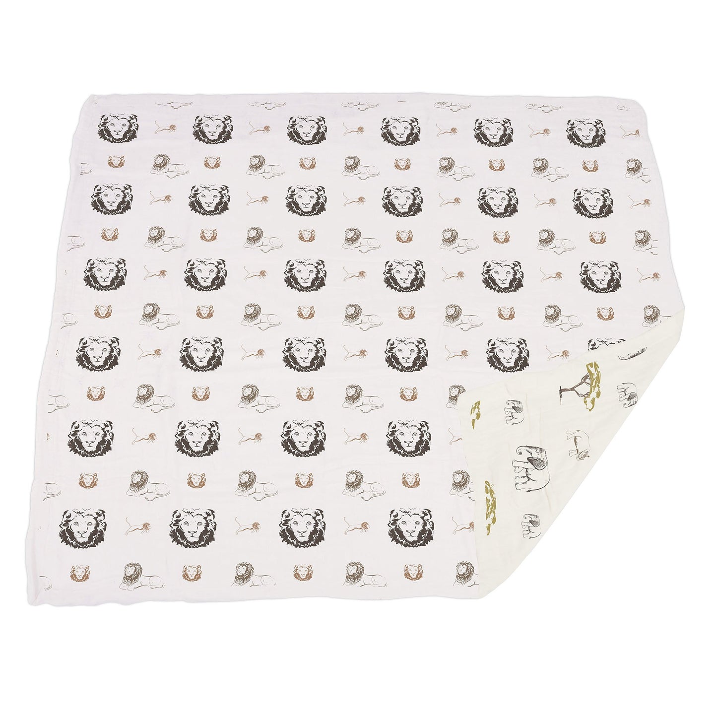 Lion, Rhinos, and Elephants Bamboo Blanket