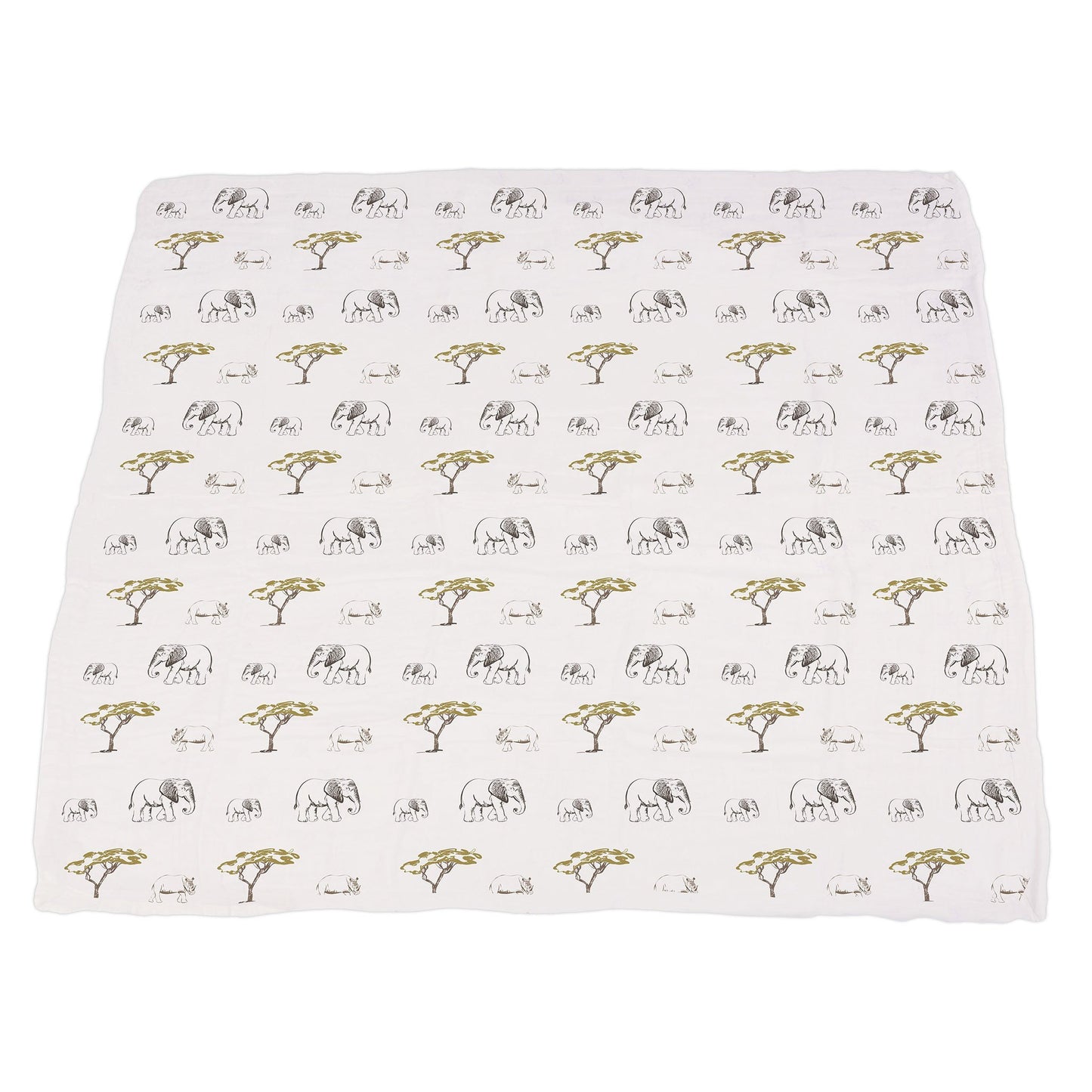 Lion, Rhinos, and Elephants Bamboo Blanket