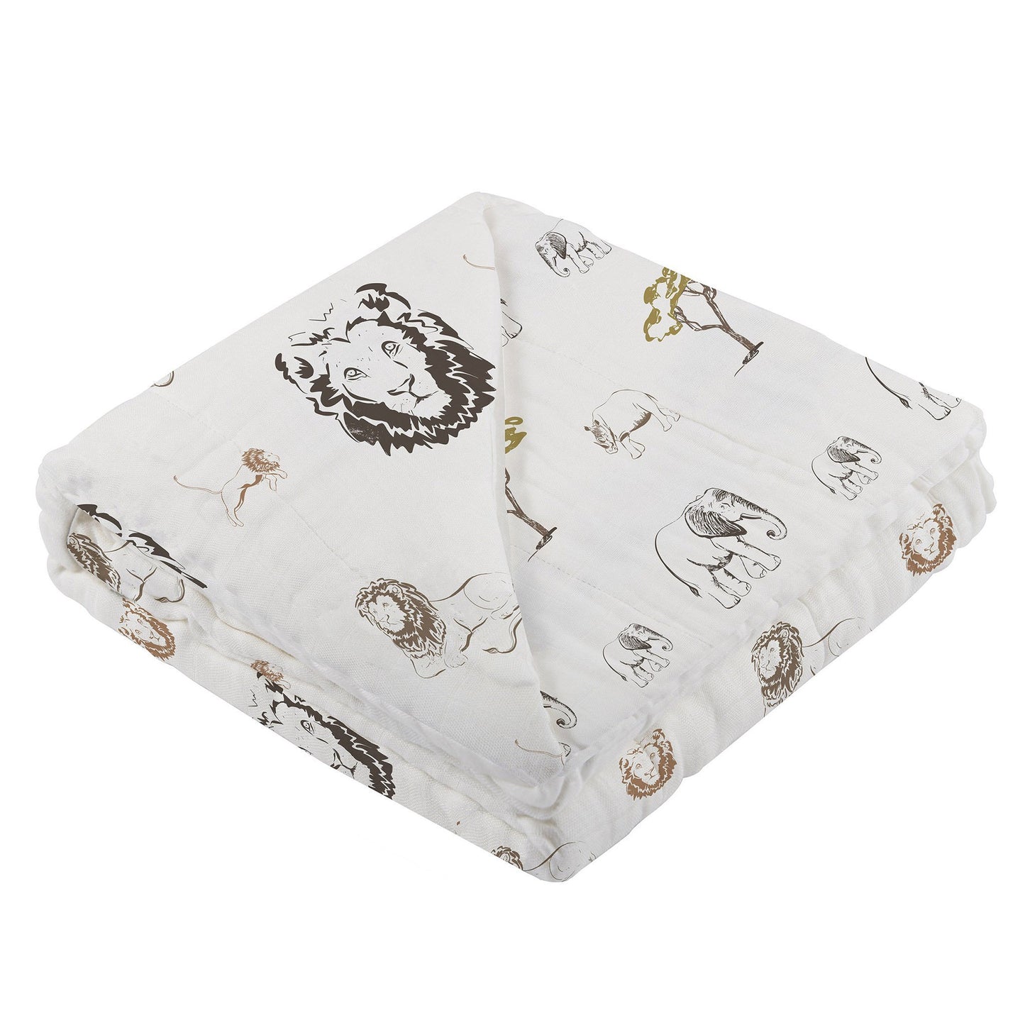 Lion, Rhinos, and Elephants Bamboo Blanket