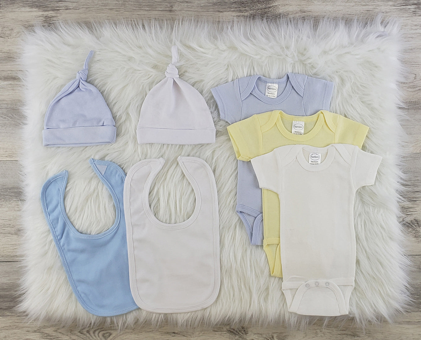 Baby Boy At Home Onesies and Accessories Set (7 Pieces)
