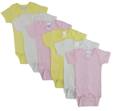 Pastel Girls' Short Sleeve Onesies (6 Pack)