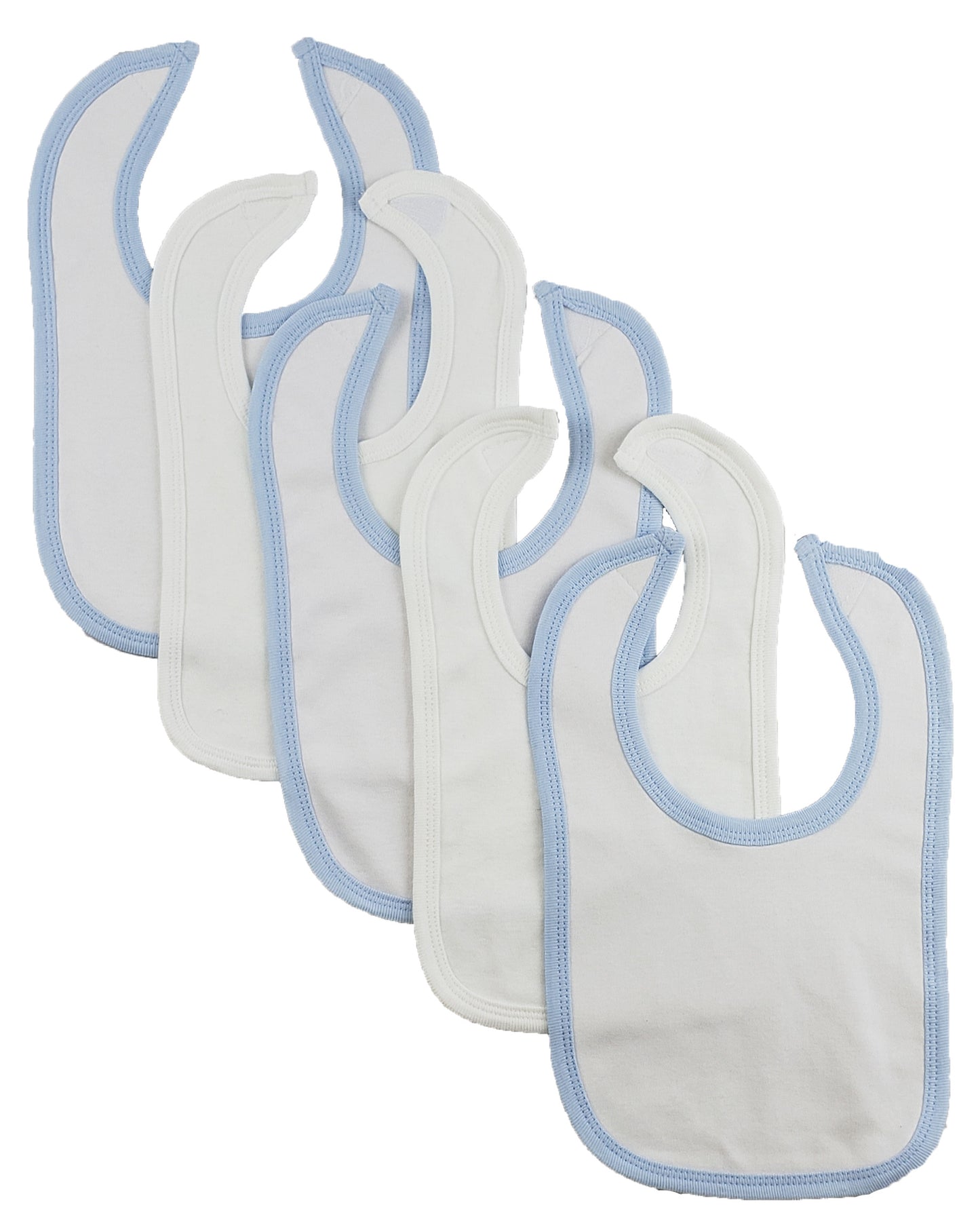 Easily Fastened Blue Baby Bibs (5 Pack)