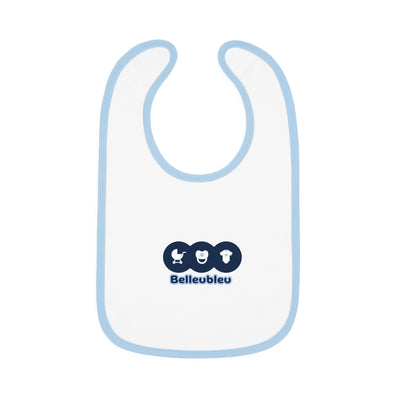 Belleubleu Bib with Contrast Trim, Cute Toddler Feeding Bib, Gifts for New Parents, Baby Shower Essentials, Everyday Feeding Bib