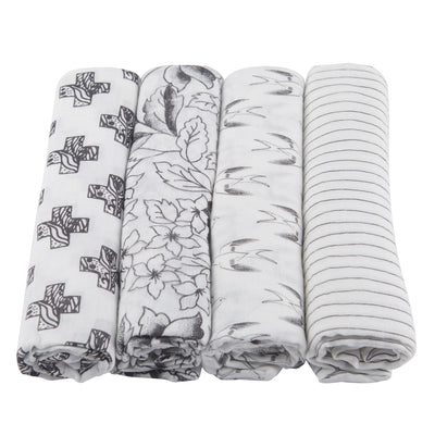 Monochrome Bamboo Swaddles (4 Pack)