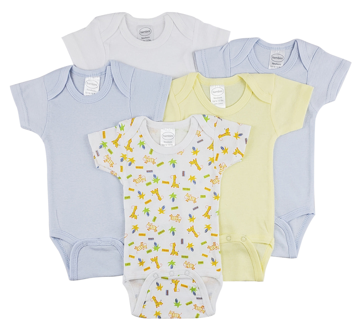 Baby Boy Short Sleeve Onesies (5 Pack)