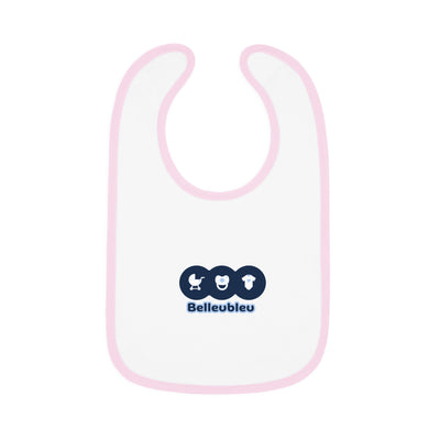 Belleubleu Bib with Contrast Trim, Cute Toddler Feeding Bib, Gifts for New Parents, Baby Shower Essentials, Everyday Feeding Bib