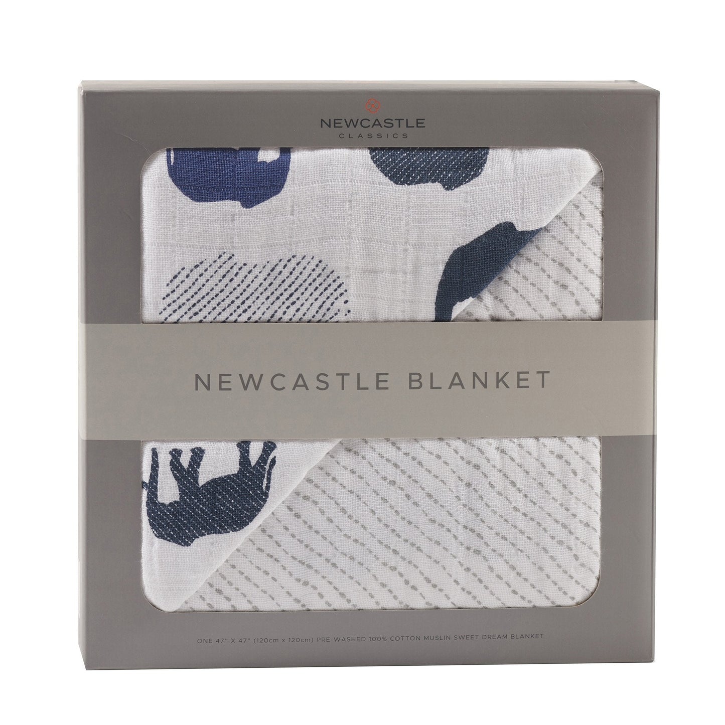 Blue Elephant and Spotted Waves Bamboo Blanket