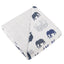 Blue Elephant and Spotted Waves Bamboo Blanket