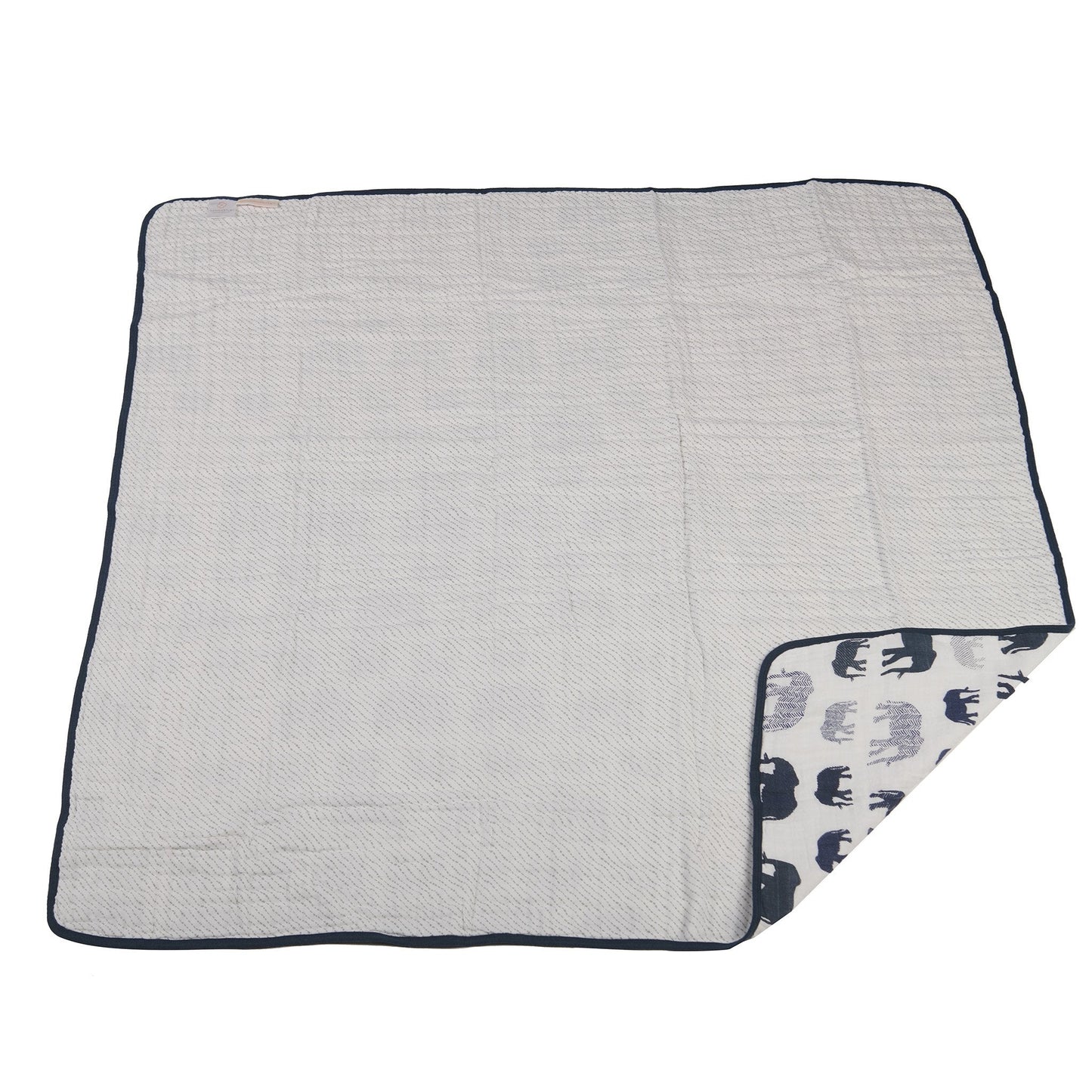 Blue Elephant and Spotted Waves Bamboo Blanket
