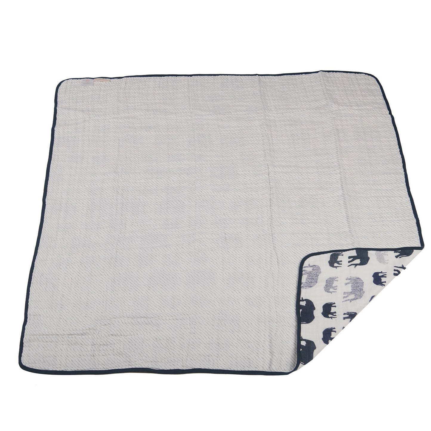 Blue Elephant and Spotted Waves Bamboo Blanket