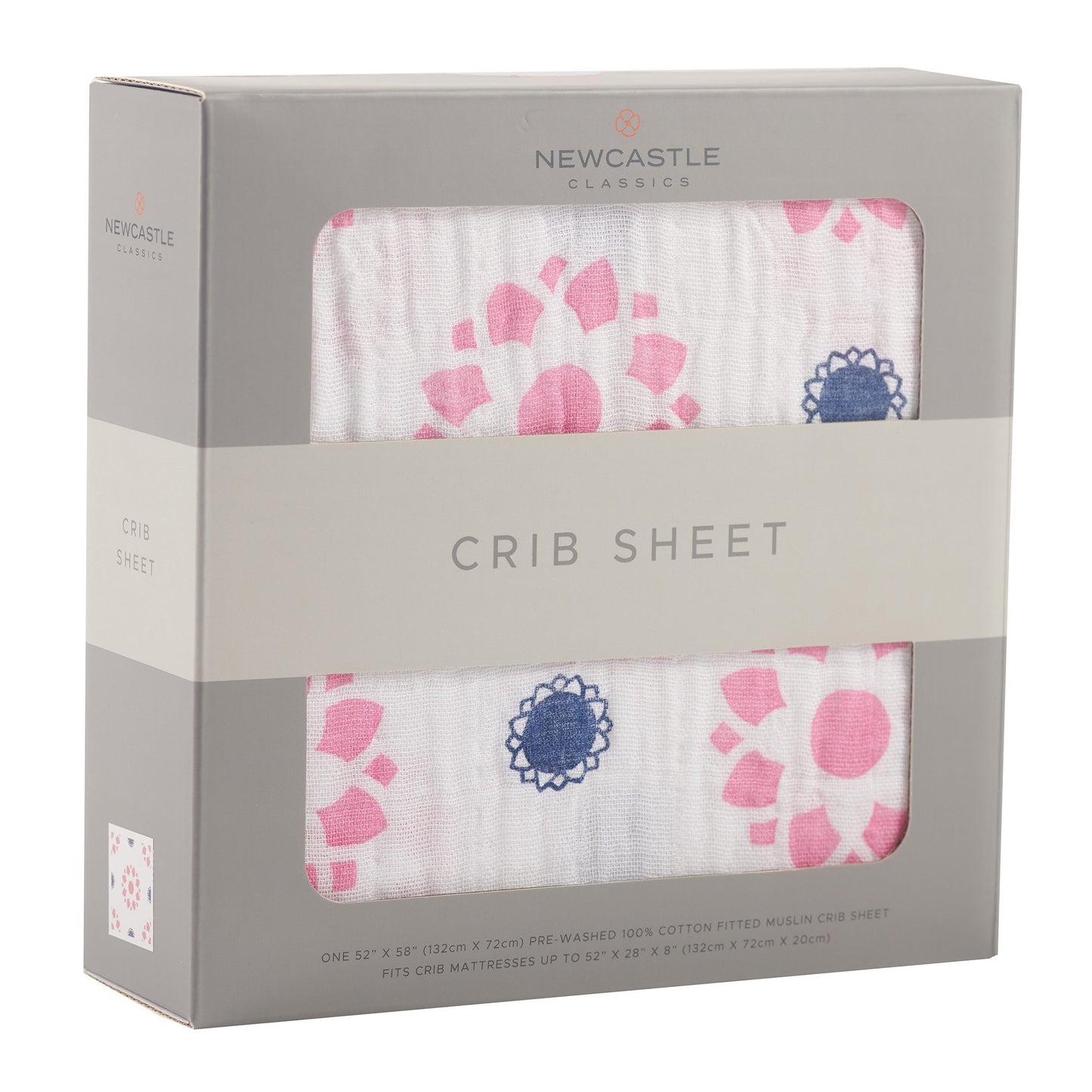 Primrose Indigo Cotton Crib Sheet
