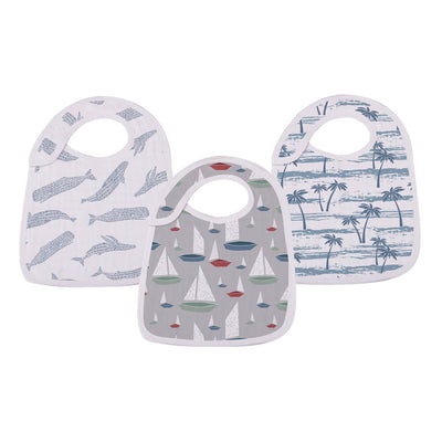 Ocean Tides Themed Bamboo Snap Bibs (3 Pack)