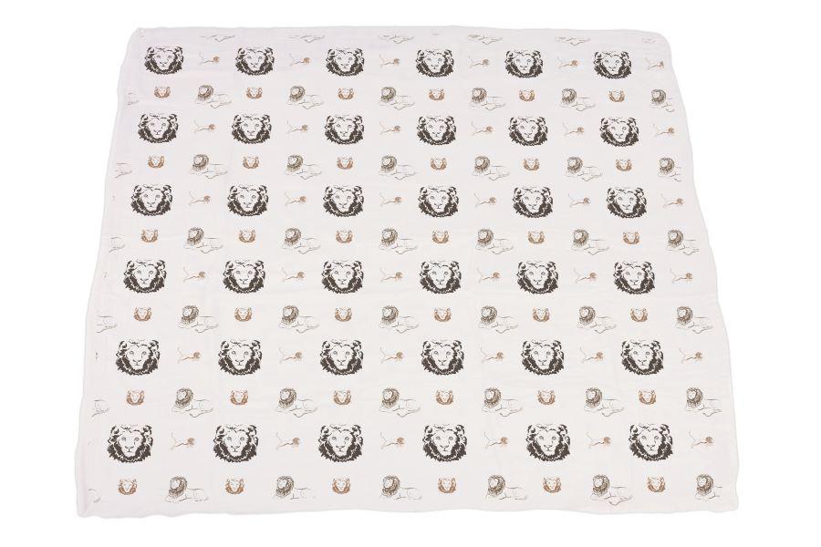 Lion, Rhinos, and Elephants Bamboo Blanket