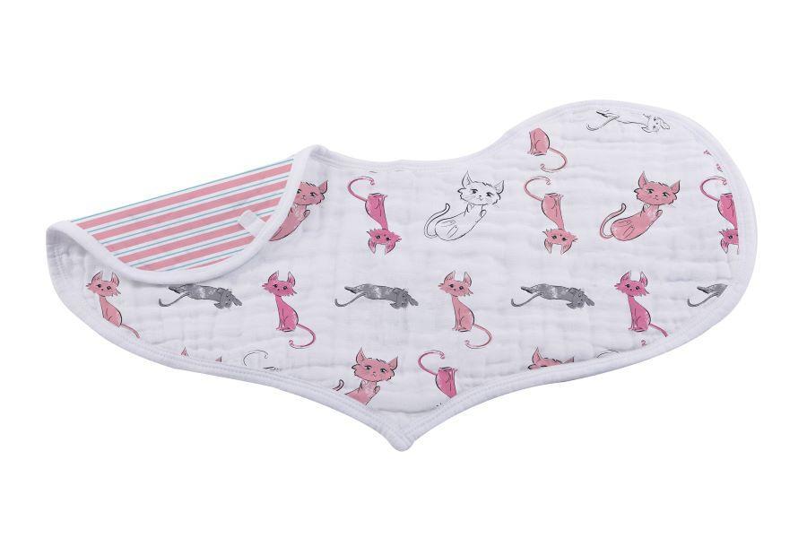 Cats, Dandelions, and Stripes Bamboo Bibs (2 Pack)
