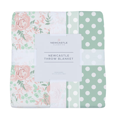 Desert Rose and Jade Polka Dot Cotton Blanket